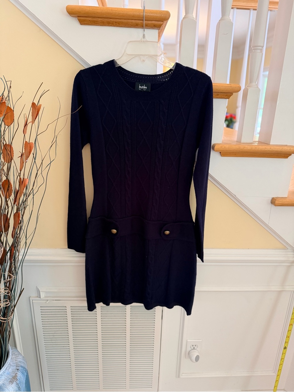 Ladies Size Large by & by Black Cable-Knit Long Sleeve Sweater Dress SEXY FIT